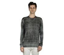 Gerippter Pullover in Velours-Optik grau