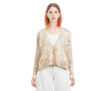 Cardigan mit Strick-Applikationen beige braun