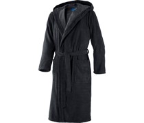 Herren Bademantel mit Kapuze Schwarz Größe 54/56; Länge 125 cm