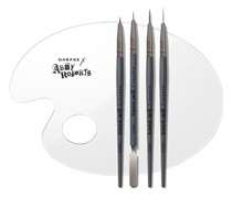 Morphe Pinsel Augenpinsel-Sets X Abby RobertsArtistry Brush Set Micro Detail Brush AB310 + Medium Detail Brush AB312 + Long Detail Brush AB313 + Short Dual-Ended Brush & Spatula AB311