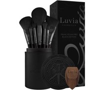 Luvia Cosmetics Pinsel Pinselset Prime Vegan Pro Set Black Kosmetikpinsel 12 Stk. + Make-up-Schwamm 1 Stk.+ Reinigungspad 1 Stk. + Verschließbarer Pinselhalter 1 Stk.