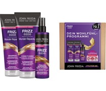 John Frieda Haarpflege Frizz Ease Geschenkset Shampoo 250 ml + Conditioner 250 ml + Wundkur Spray 200 ml + MegRhythm Augenmaske