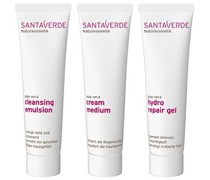Santaverde Collection Anti-Ageing age protect Kennenlern-Set Aloe Vera Cleansing Emulsion 15 ml + Aloe Vera Cream Medium 15 ml + Aloe Vera Hydro Repair Gel 15 ml
