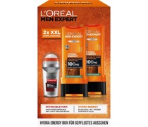 L’Oréal Paris Men Expert Collection Hydra Energy Hydra Energy Box Aufwach-Kick Duschgel 2 x 400 ml + 96H Deodorant Roll-On Invincible Man 50 ml