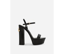 Plateau-Sandalette aus glänzendem Kalbsleder
