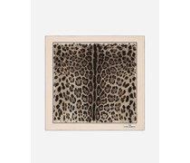 Tuch 70 x 70 aus Twill mit Leopardenmuster-Aufdruck