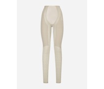 Leggings aus floralem Jaquard-Marquisette und Satin