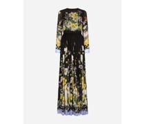 Langes Kleid aus Chiffon Hasenprint