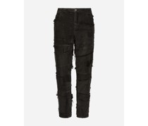 Jeans Loose aus überfärbtem Patchwork-Denim