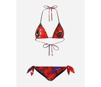 Triangel-Bikini Anemonen-Print