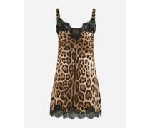 Dessous-Unterrock aus Satin Leoprint mit Spitze