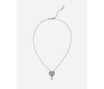 Devotion necklace in white gold with diamonds and pearls