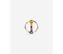 Rainbow alphabet I ring in yellow gold with multicolor fine gems