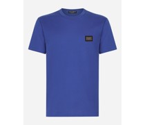 Baumwoll-T-Shirt mit Logoplakette