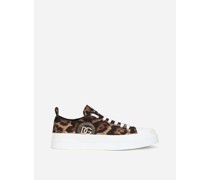 Sneakers Portofino light aus Baumwolldrillich Leoprint mit DG-Logo