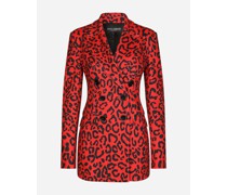 Zweireihige Jacke aus Jersey Leoprint