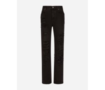 Ausgestellte Jeans aus Denim mit Rissen