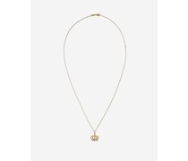 ANHÄNGER CROWN MIT KRONE AUS GELBGOLD, RUBINEN UND SAPHIR