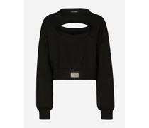 Sweatshirt aus Funktionsjersey mit Cut-out und Plakette Dolce&Gabbana