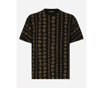 T-Shirt aus Baumwolle Münzen-Print allover