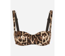 Balconette-BH aus Satin Leoprint