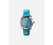 UHR DG7 AUS STAHL MIT TÜRKIS UND DIAMANTEN