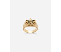 Ring Crown mit krone und grünem jadestein