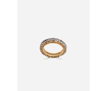 Heritage band ring in yellow 18kt gold with light blue sapphires