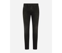 Skinny-stretchjeans grau