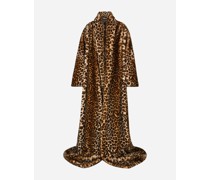 Langer Mantel aus Kunstfell mit Leopardenmuster-Aufdruck