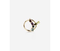 Rainbow alphabet Y ring in yellow gold with multicolor fine gems
