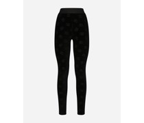 Leggings aus beflocktem Jersey mit DG-Logo allover