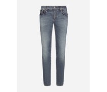 Jeans Skinny Stretch hellblau gewaschen Moustache-Effekte