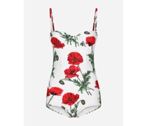 Balconette-Badeanzug Mohnblumen-Print