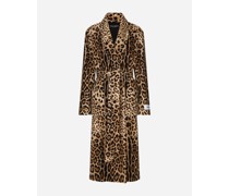Mantel mit Leopardenmuster-Aufdruck aus Frottee mit Gürtel und Re-Edition-Label