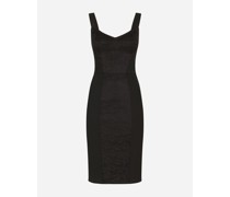 Corset-style midi dress in powernet and lace