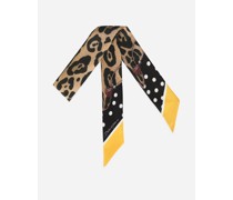 Leopard-print twill headscarf