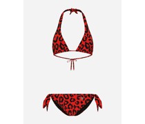 Gepolsterter Triangel-Bikini Leoprint