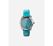 DG7 watch in steel with turquoise and diamonds
