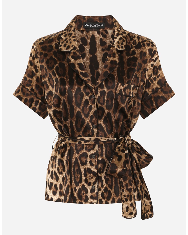Dolce & Gabbana Damen Bluse aus Seide mit Gürtel