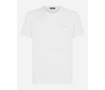Baumwoll-T-Shirt mit Logoplakette