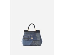 KLEINE TASCHE SICILY AUS DENIM-PATCHWORK UND KALBSLEDER