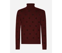 Rollkragenpullover aus Wolle DG-Flockprint