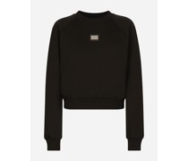 Sweatshirt aus Funktionsjersey mit Plakette Dolce&Gabbana