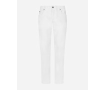 Regular Jeans aus weißem Stretchmaterial