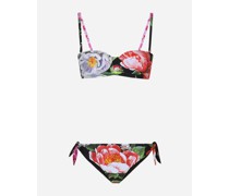 Balconette-Bikini malerischer Blumenprint