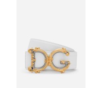 Leather belt with baroque DG logo