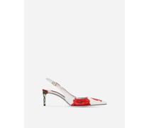 Slingback aus bedrucktem Textil