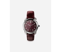 DG7 watch in steel with ruby and diamonds