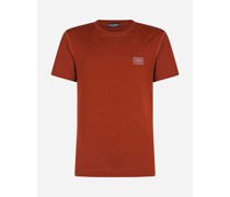 BAUMWOLL-T-SHIRT MIT LOGOPLAKETTE